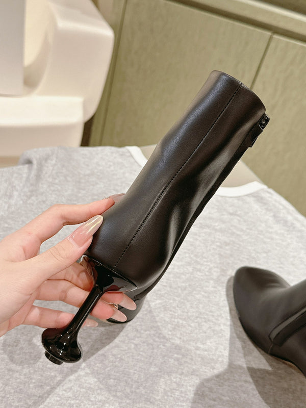 Loewe Round-Toed Boots 85mm Black Mixed Sheepskin 448450