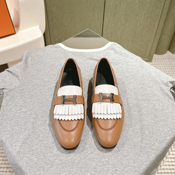 HM Mocassins Royal Loafers Caramel White Sheepskin 445008