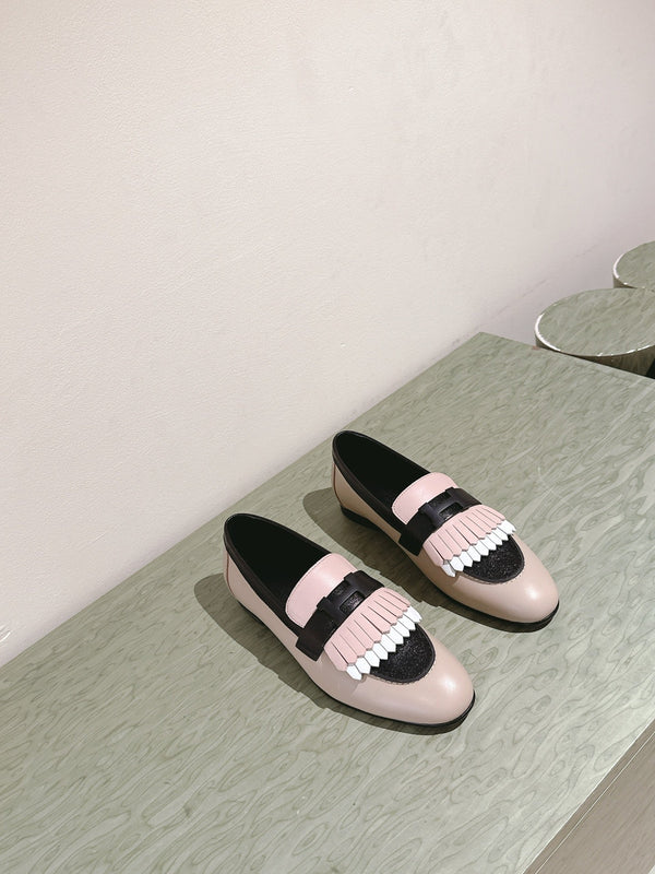 HM Mocassins Royal Loafers Black Beige Sheepskin 445009