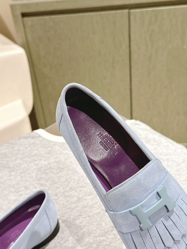 HM Mocassins Royal Loafers Pastel Blue Suede 445015