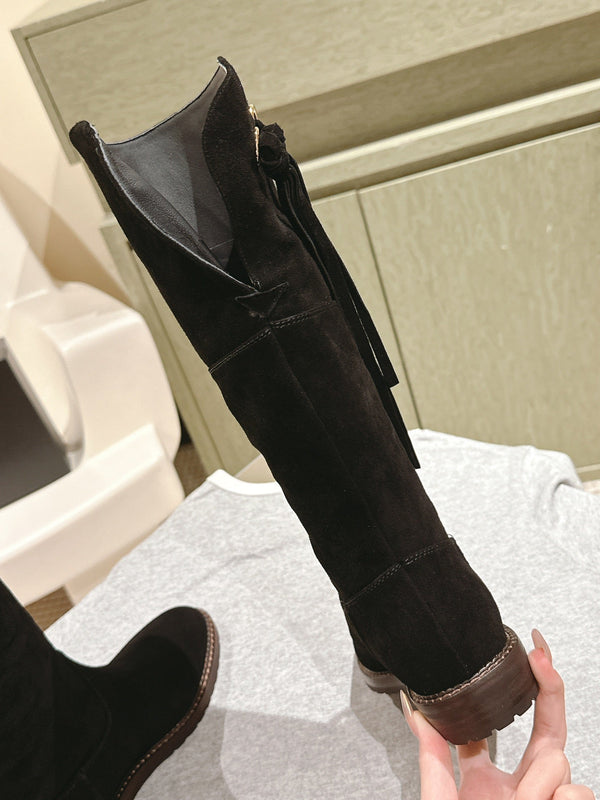 CC Knee-High Boots 40mm Black Suede Leather 447192