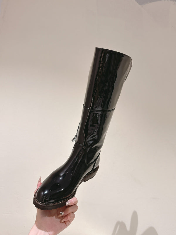 CC Knee-High Boots 40mm Black Patent Leather 447194