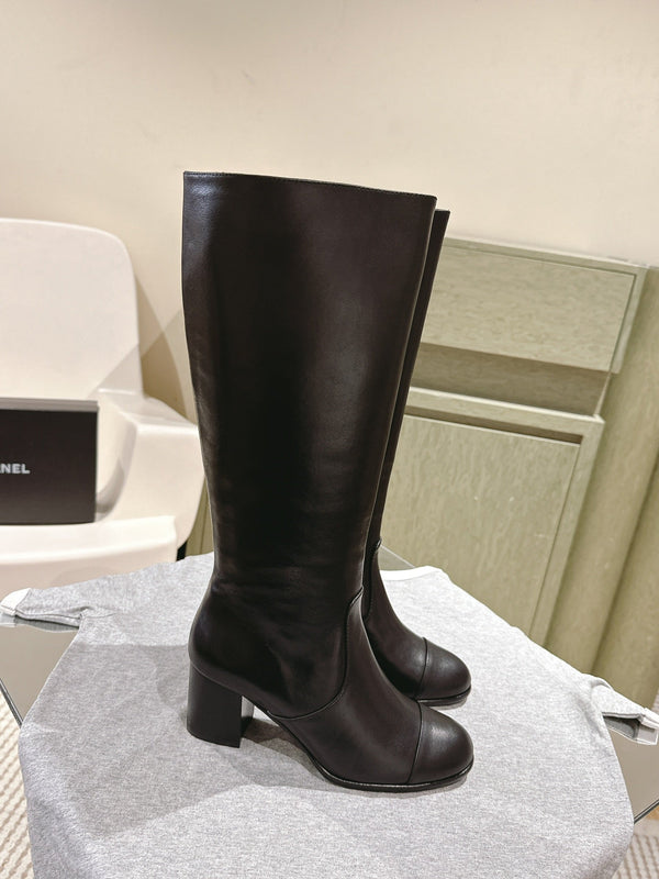 CC 24 FW Knee-High Boots 70mm Black Cowhide 447190