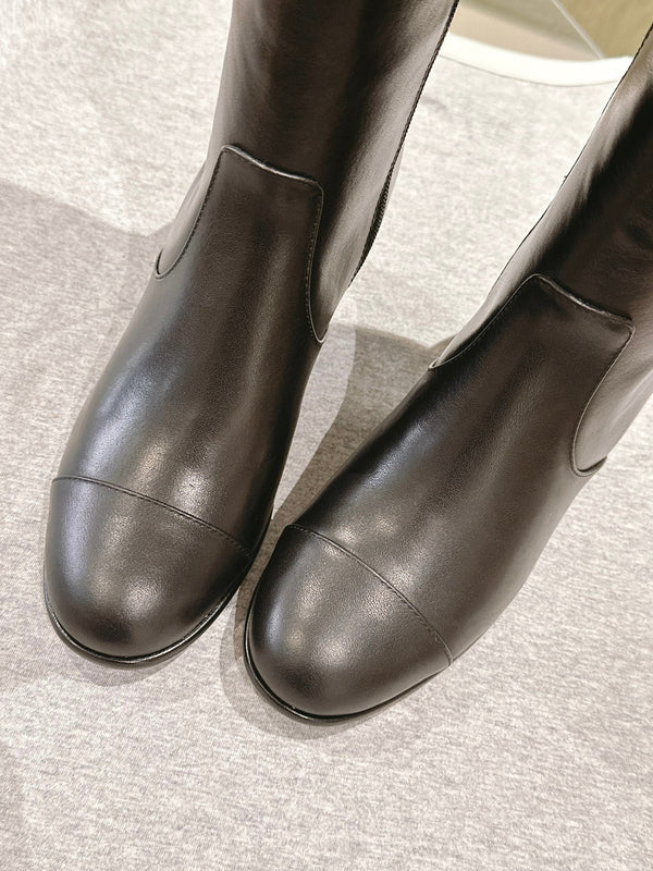 CC 24 FW Knee-High Boots 70mm Black Cowhide 447190