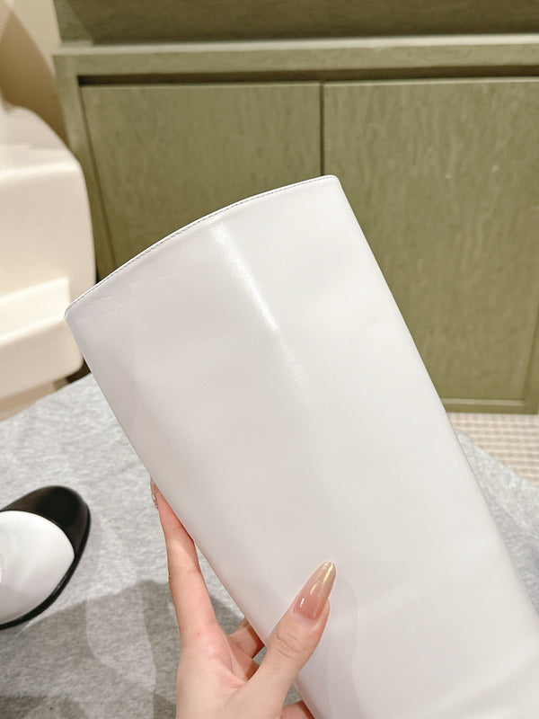 CC 24 FW Knee-High Boots 70mm Black White Cowhide 447191