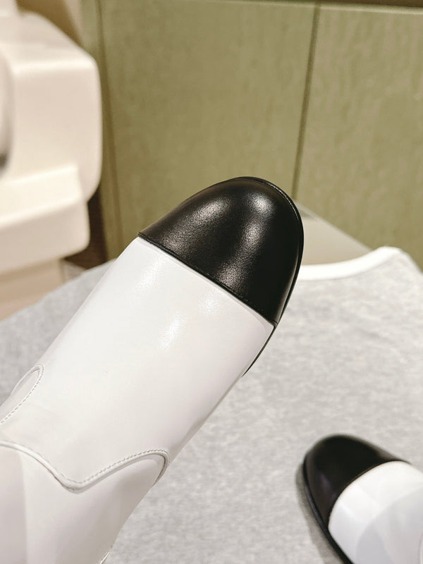 CC 24 FW Knee-High Boots 70mm Black White Cowhide 447191