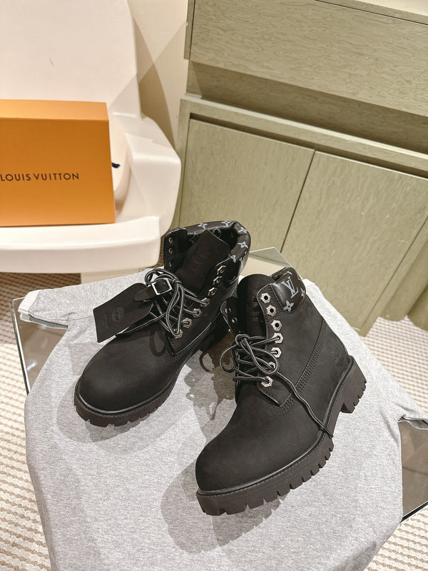 LV x Timberland 6in Ankle Boot 50mm Black Suede & Monogram Canvas 450427