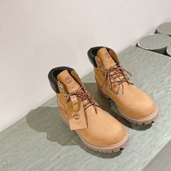 LV x Timberland 6in Ankle Boot 50mm Light Brown Suede & Monogram Canvas 450428