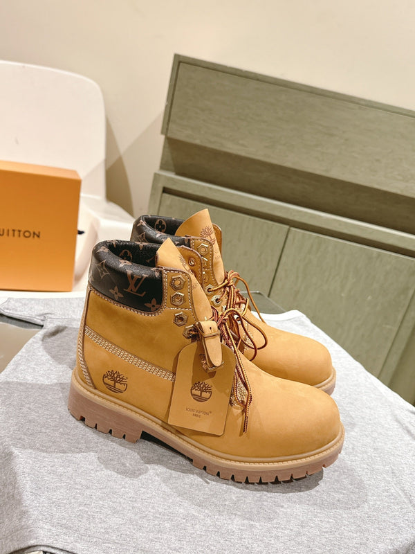 LV x Timberland 6in Ankle Boot 50mm Light Brown Suede & Monogram Canvas 450428