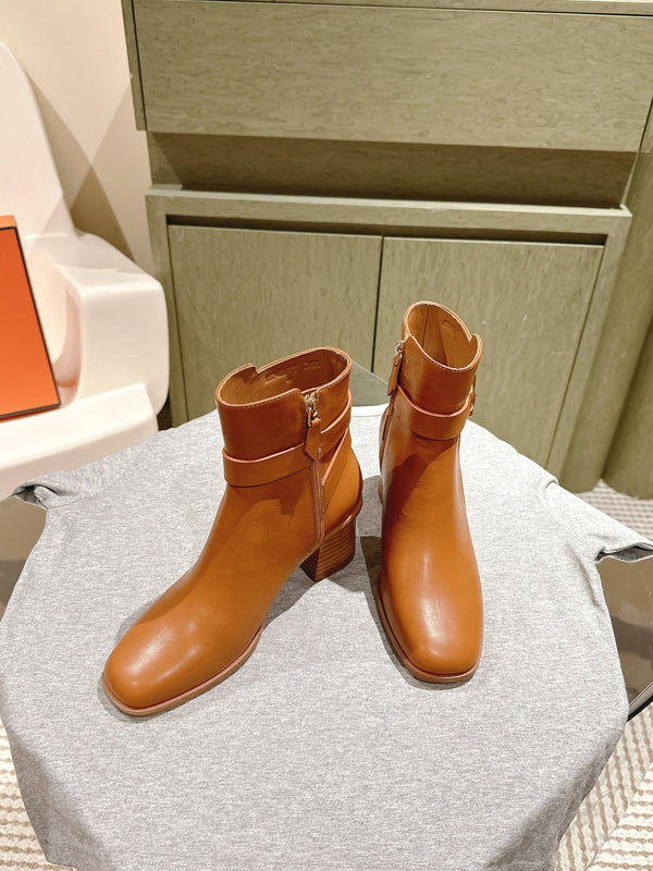 HM Jill Ankle Boot 65mm Brown Orange Calfskin 974682