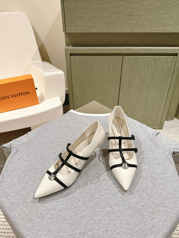 DÉCOLLETÉ ALTO 45MM IN PELLE DI VITELLO BIANCA CON CINTURINI NERI