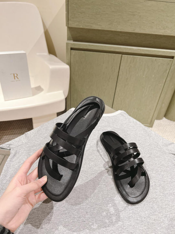 The Row Line Sandals Black Sheepskin 451280