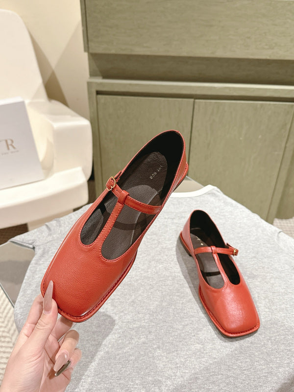 The Row Square T-Strap Flat Red 451285