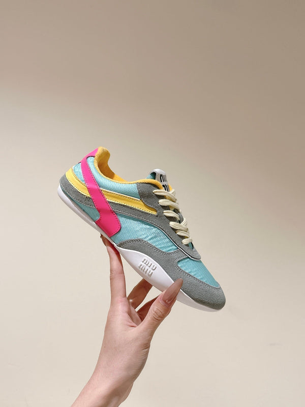 Miu Gymnasium Sneakers Mulitcolor Technical Fabric & Suede 445727