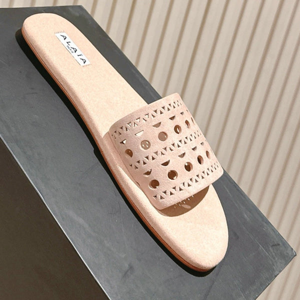 Alaia 2025 Hollow Slippers Pink Leather 293652