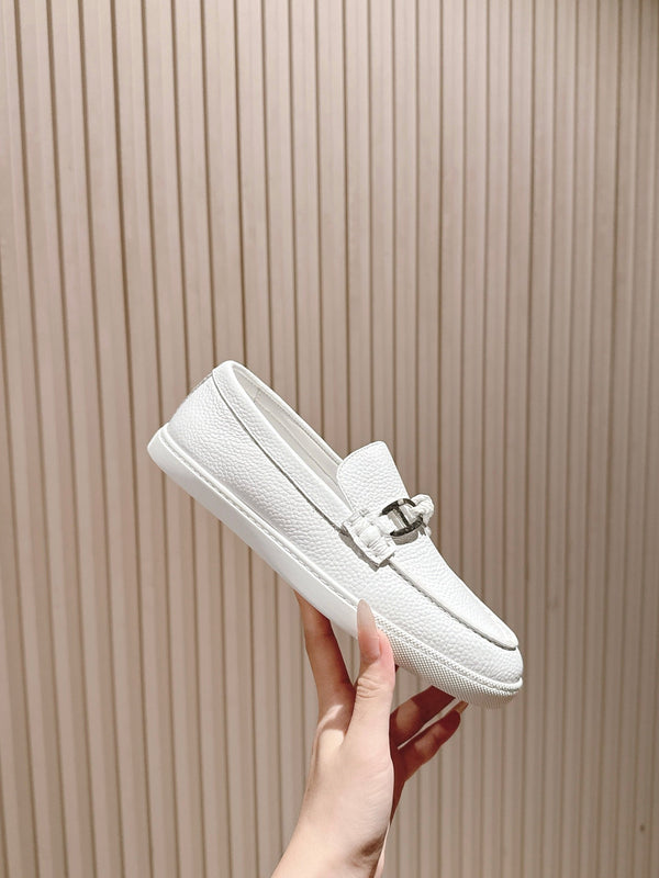 HM 25s Ignacio Loafer White Grain Leather Rubber 445336