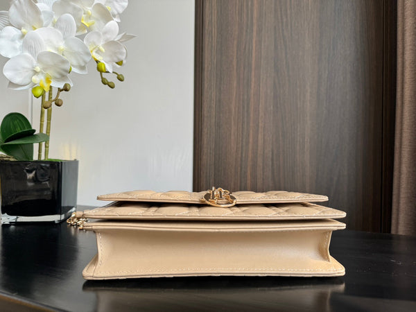 MY CD 24 TOP HANDLE BAG BEIGE LAMBSKIN