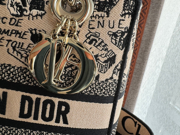 medium lady 24 black pink embroidery canvas