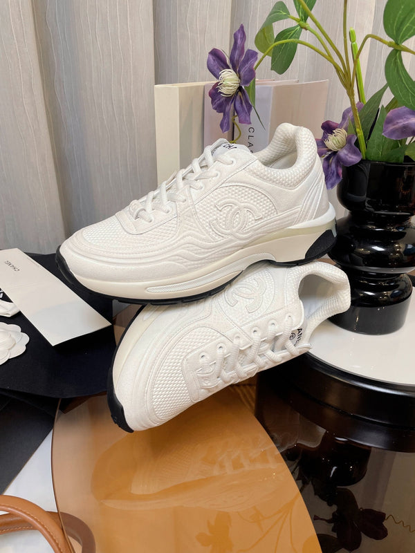 cc classic sneaker white fabric calfskin