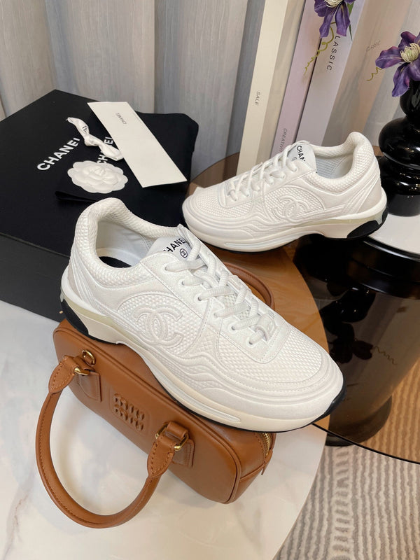 cc classic sneaker white fabric calfskin