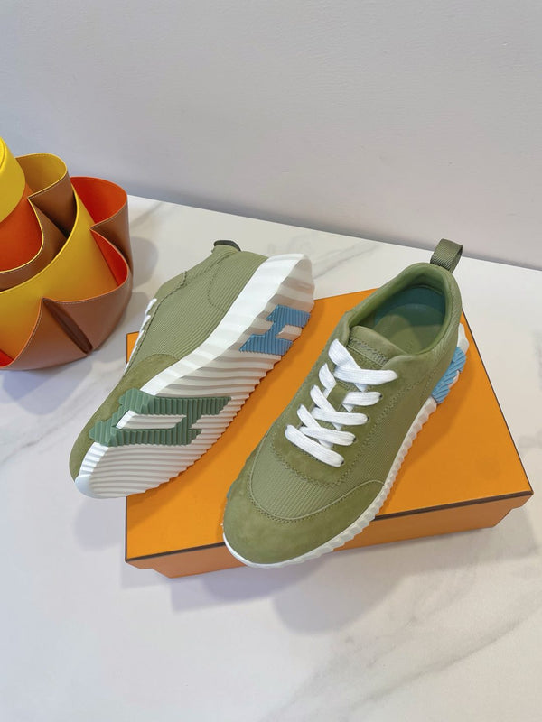 Sneaker HM Bouncing in tessuto verde asparago con pelle scamosciata 212278