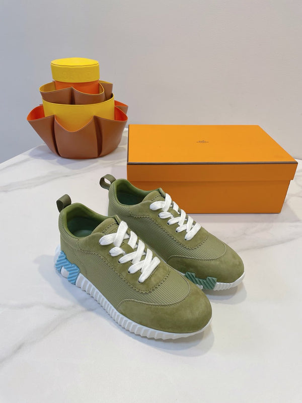 Sneaker HM Bouncing in tessuto verde asparago con pelle scamosciata 212278