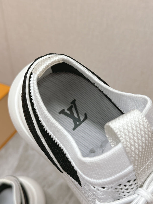 SNEAKERS IN WHITE DAMIER ELASTIC FABRIC
