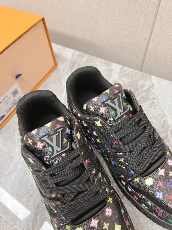 TRAINER SNEAKER IN BLACK MIX COLORFUL CALFSKIN