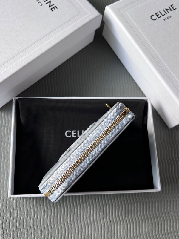 TRIOMPHE Compact Zipped Wallet Glacier Cowhide Leather