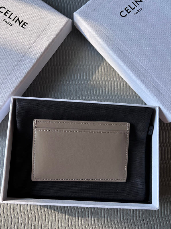 TRIOMPHE 10B703 Card Holder Modern Taupe Cowhide Leather