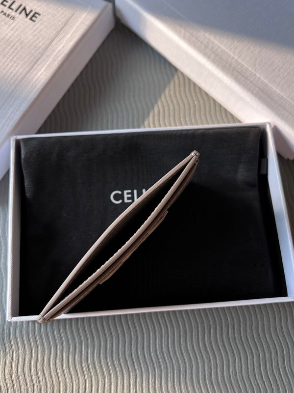 TRIOMPHE 10B703 Card Holder Modern Taupe Cowhide Leather