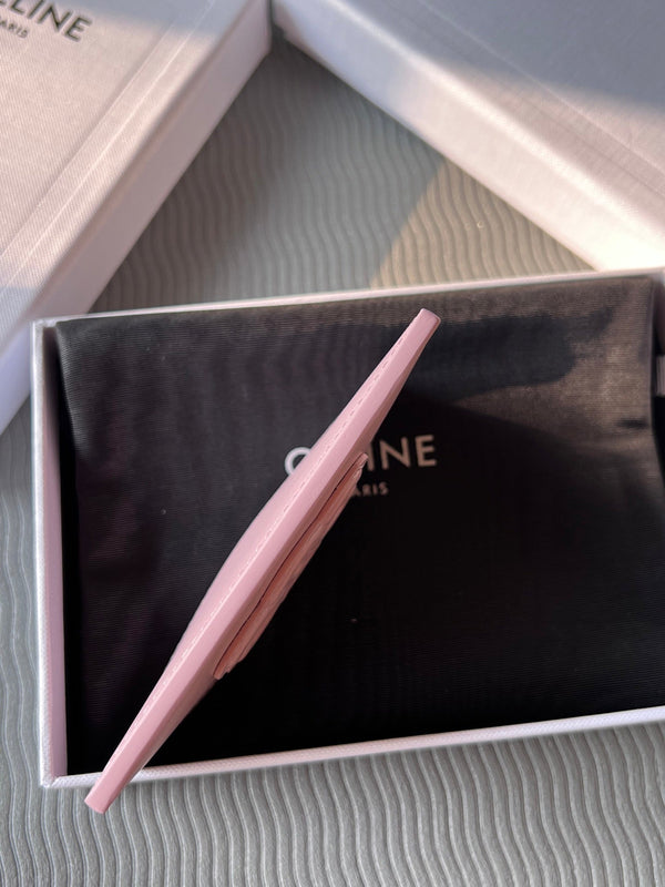 TRIOMPHE 10B703 Card Holder Pink Cowhide Leather