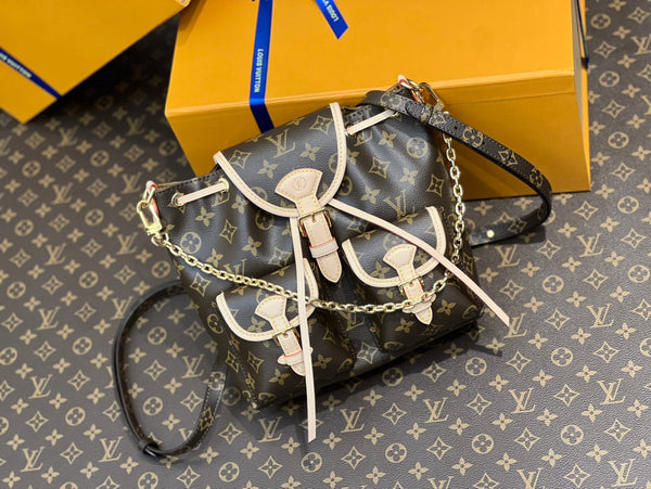 escursione 21 tela monogramma pelle di vitello beige