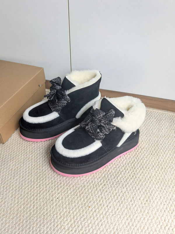 UGG Dopamine Snow Boots Black Wool Suede 512872
