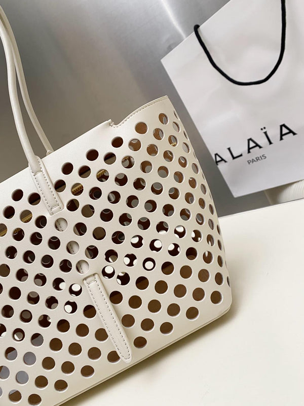 NEO MINA 32 BAG IN WHITE PERFORATED CALFSKIN