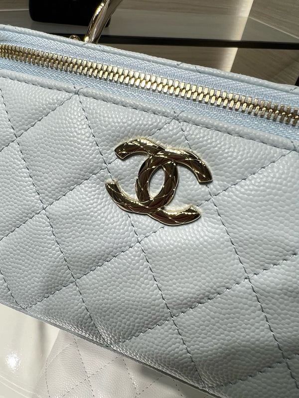 CC 25S Small Vanity 17cm Cloud Blue Grained Calfskin Light Gold Hardware