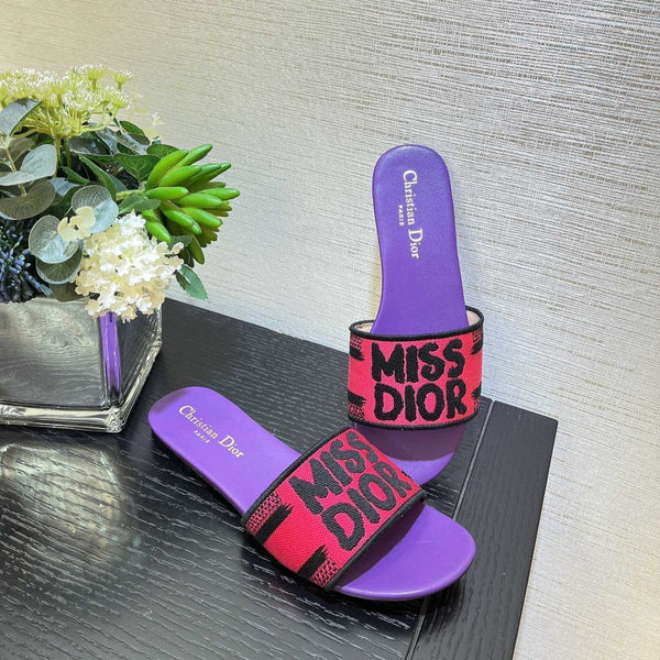 dway slide embroidered red purple cotton