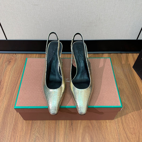 Rebecca Slingbacks 50 Black Gold Calfskin