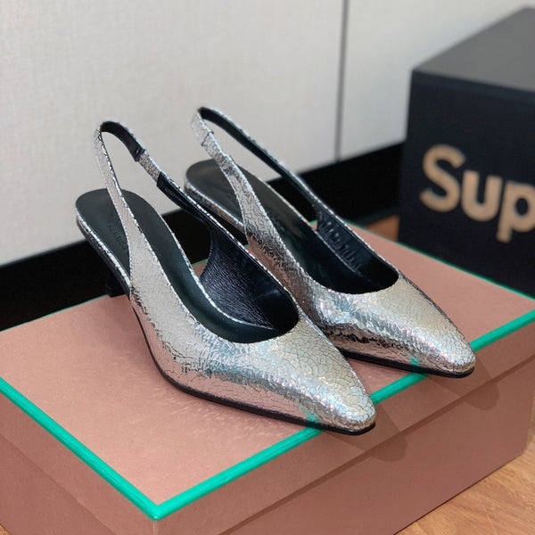 Rebecca Slingbacks 50 Black Silver Calfskin