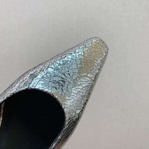Rebecca Slingbacks 50 Black Silver Calfskin