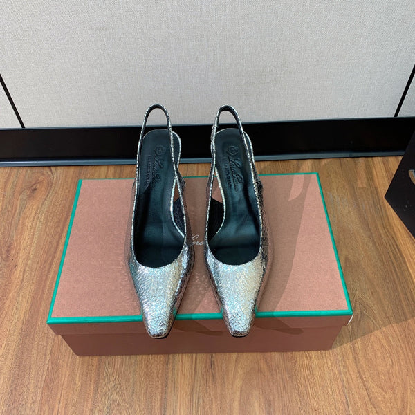 Rebecca Slingbacks 50 Black Silver Calfskin