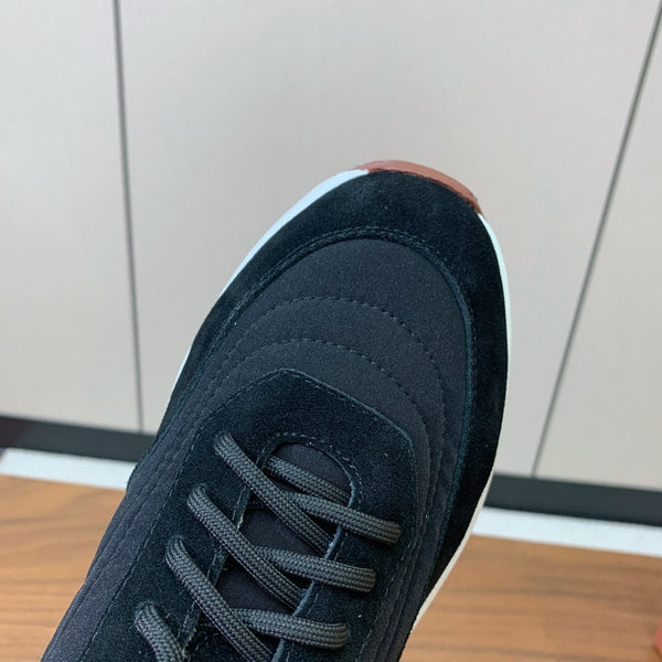 LP Week End Walk Sneaker In Black Mix Navy Blue Denim Fabric And Sudede  984391