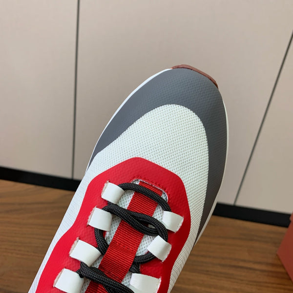 LP Week-End Walk Sneaker In White Mix Dark Grey Red Mesh Fabric 984409