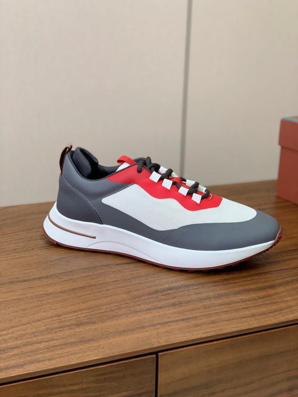 LP Week-End Walk Sneaker In White Mix Dark Grey Red Mesh Fabric 984409
