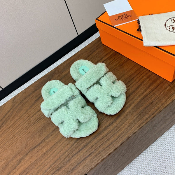 HM Chypre Sandal In Light Turquoise Lamb Wool 984178