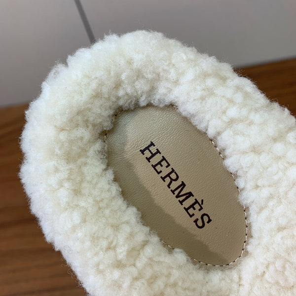 HM Chypre Sandal In Light Brown Mix White Fleece And Suede 984197