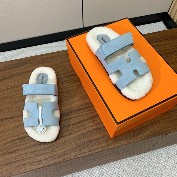 HM Chypre Sandal Cloud Blue Mix White Wool And Cowhide Lining  984208