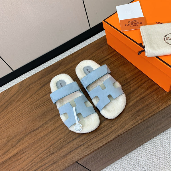 HM Chypre Sandal Cloud Blue Mix White Wool And Cowhide Lining  984208