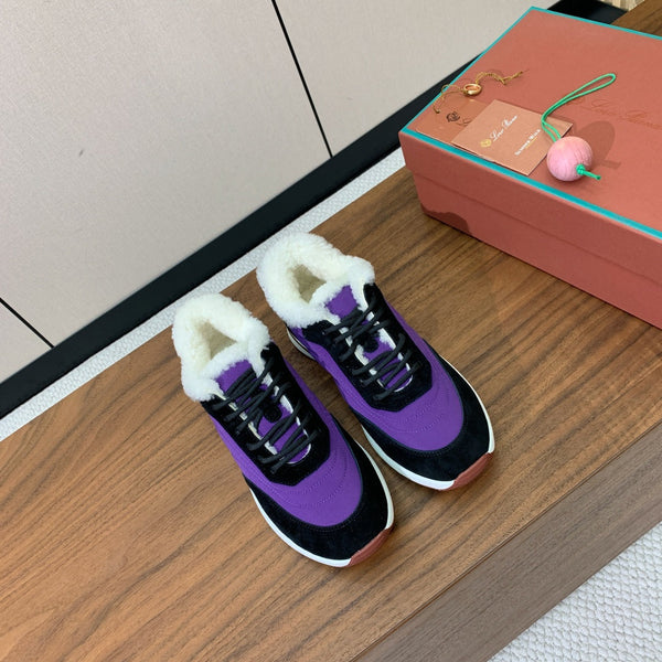 LP Week-end Walk Sneakers In Purple Mix Black Denim With Wool Fleece Lining 984279