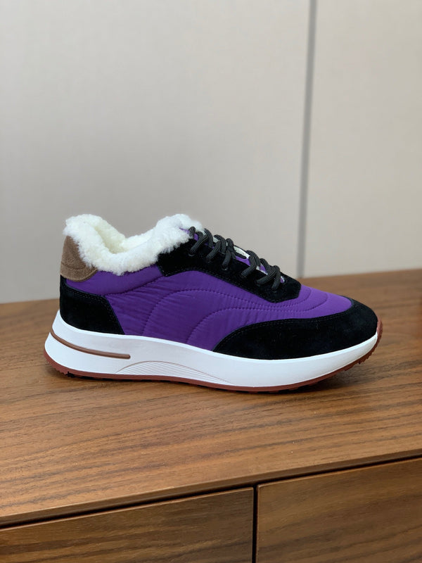 LP Week-end Walk Sneakers In Purple Mix Black Denim With Wool Fleece Lining 984279